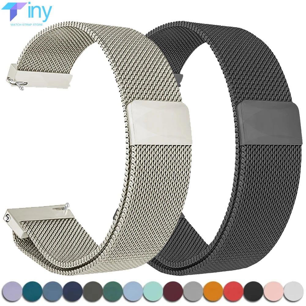 20/22mm Magnetic Milanese Strap for Samsung Galaxy Watch 7 6 5 4 40 44mm Gear S3 Stainless Steel Band for Huawei 4 GT3 Bracelet