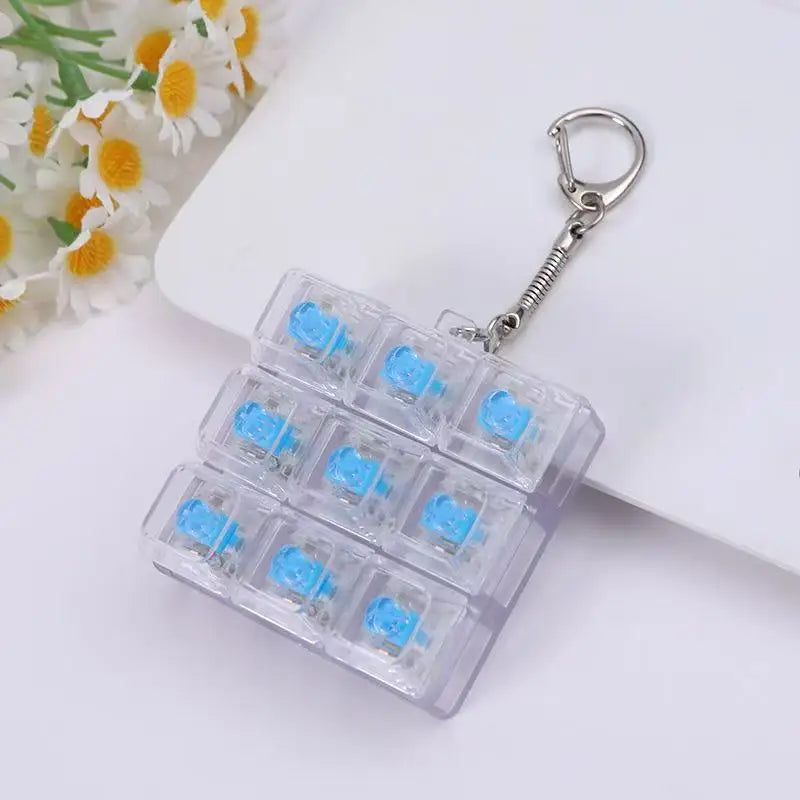 LED Keyboard Fidgets Light Up Transparent Keyboard Caps Finger Clicker Fidget Stress Relief Toy for Adult ADHD Keyboard Keychain