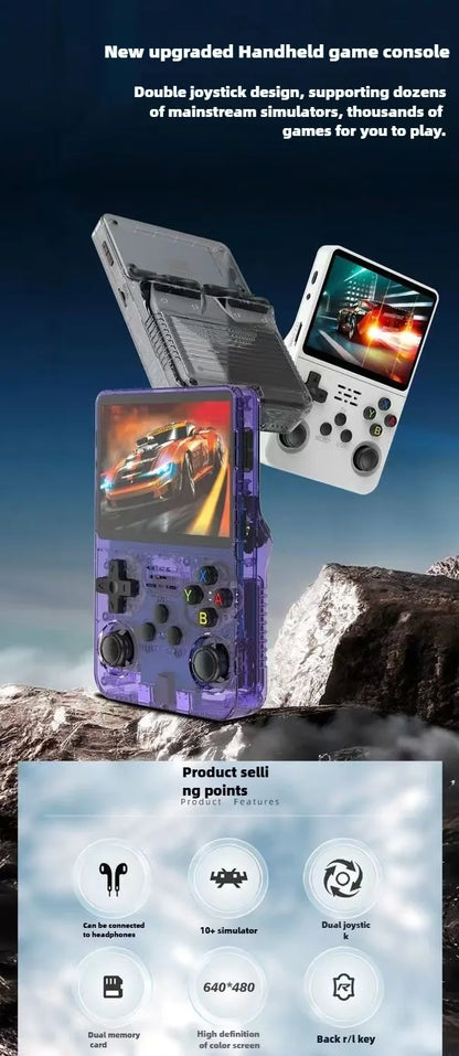 R36S Retro Handheld Game Console Linux System 3.5-Inch IPS HD 4K 64G 20000+ Classical Games Portable Pocket Game Console