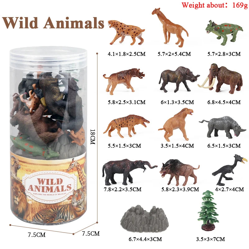Oenux Miniature Animals Set Wild Sealife Farm Dinosaur Brinquedo Figurine Model Action Figures Zoo Cute Education Kids Toy Gift