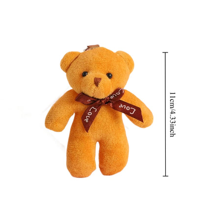 6/12pcs Mini Bear Plush Keychain Colorful Bear Stuffed Toy School Bag Pendant Teddy Doll Graduation Party Supplies Wedding Gift