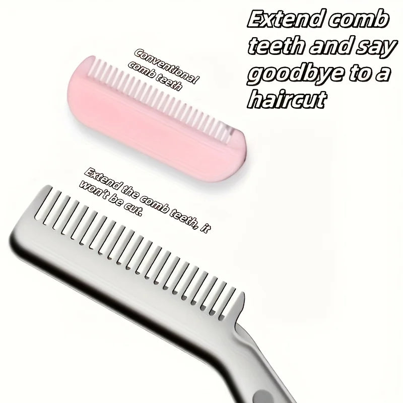 Professional Stainless Steel Eyebrow Scissors with Comb Teeth and Tweezers-Style Tip Heavy-Duty Sharp Blades Serrated Edge