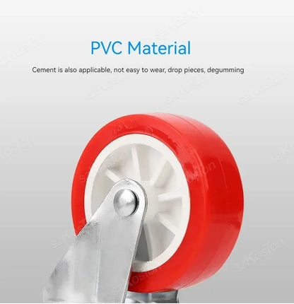 4Pcs Swivel Stem Threaded Casters 1-2 Inch PVC Red Caster Wheel Replacement for Carts Trolley Baby Bed Furniture Cabinet Table