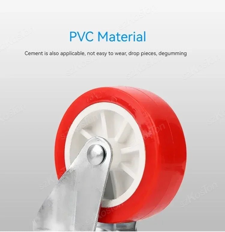 4Pcs/lot 1-2inch Furniture Caster PVC Red Universal Wheel Swivel Caster Roller Wheel For Platform Trolley Accessory