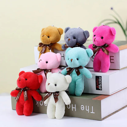 10pcs/lot Bear Stuffed Plush Toy Mini Bear Doll Keychain Soft Stuffed Toy Key Chain Bag Pendant Wedding Decoration Birthday Gift