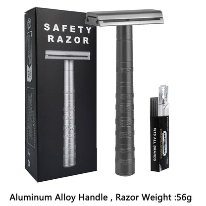 Double Edge Safety Razor with 5 Spare Blades 30° Angled Precision Reusable Single Blade Razors for Men and Women