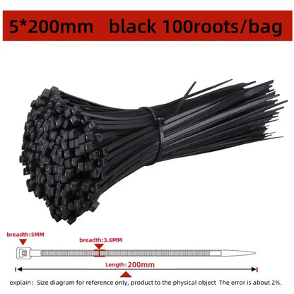 100pcs Black Cable Ties High Tensile Strength, Uv Resistant, Self-Locking For Home & Office Cord Management