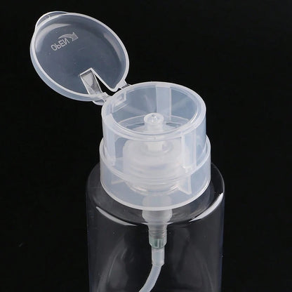 200ML Empty Pump Liquid Alcohol Press Nail Polish Remover Cleaner Bottle Nail Refillable Bottle Dispenser Manicure Container