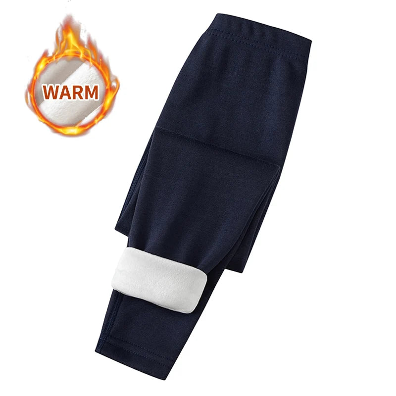 3/1 Piece Autumn And Winter Children Solid Color Thick Warm Leggings For Boys And Girls Sports And Casual With Fleece Long Pants