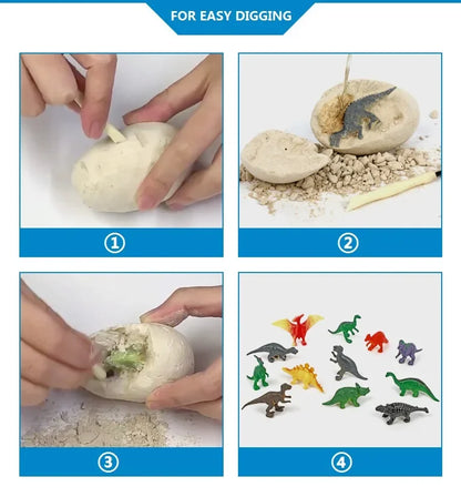 12PCS Archeological Dinosaur Egg Dig Kit Fossil Excavation Toy Teens Adults Scientific DIY Mining Multiplayer Party Favors Gifts