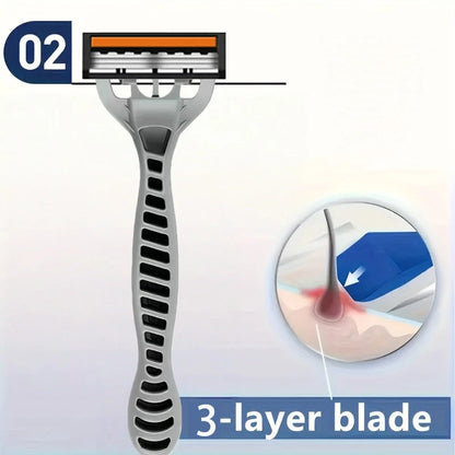 3-Layers Stainless Steel Blade Men Women Manual Safety Razor Hair Removal Shaving Replaceable Shaver Head