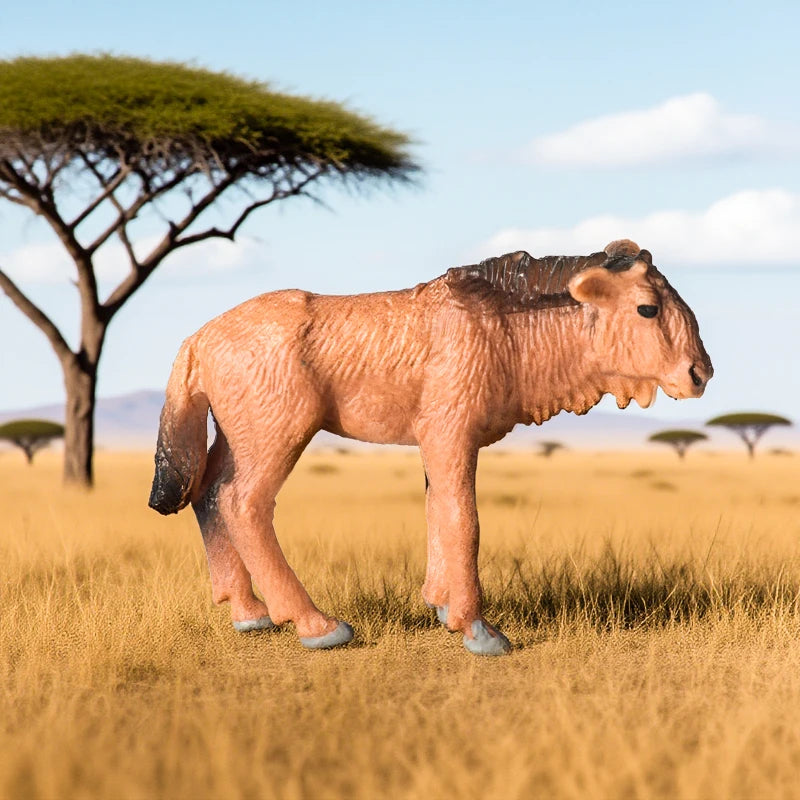 Oenux Classic Wild African Animals Simulation Okapi Wildebeest Action Figure Figurines PVC Model Education School Kid Toys Gift