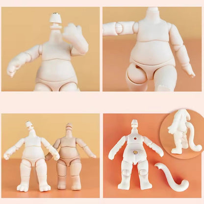 NEW YMY Doll Cat Hand Animal Body Fat Body with Tail Ob11 Body Joint for Gsc Head,1/12bjd,Obitsu 11 Boy Girl Toy Accessories