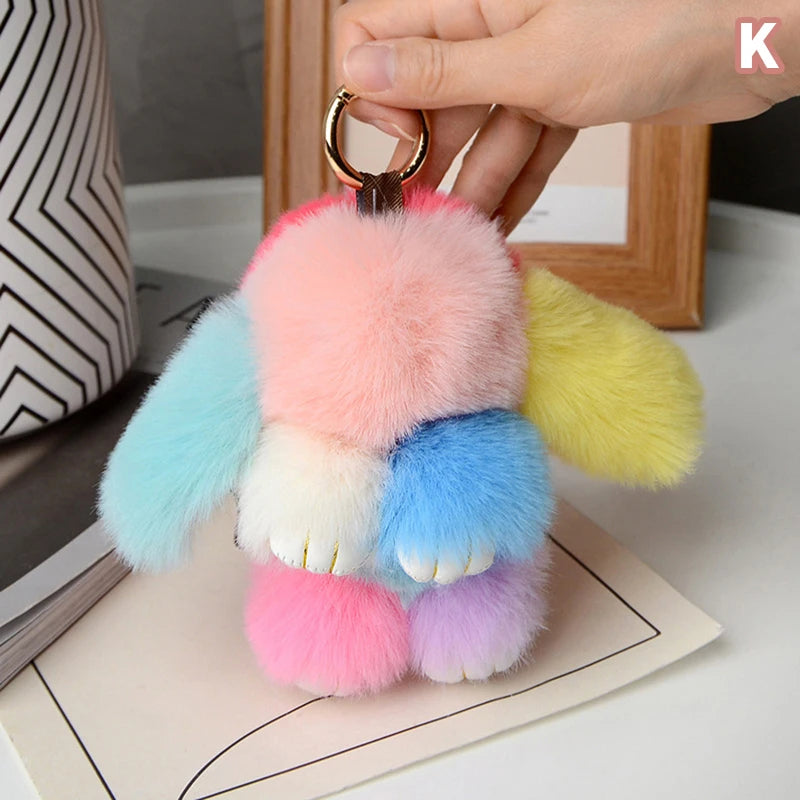 15cm Gifts Rabbit Fur Keychain Women Bag Car Key chain Pendant Decoration Jewelry Bags Hangings Accessories