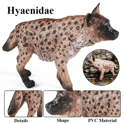 Oenux Classic Wild African Animals Simulation Tiger Hyaenidae Action Figure Figurines PVC Model Education School Kid Toys