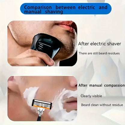 6 Blade Manual Razor for Men, Portable Travel Shaver for Face Beard & Body Hair Removal, Disposable Razors with Non-slip Grip
