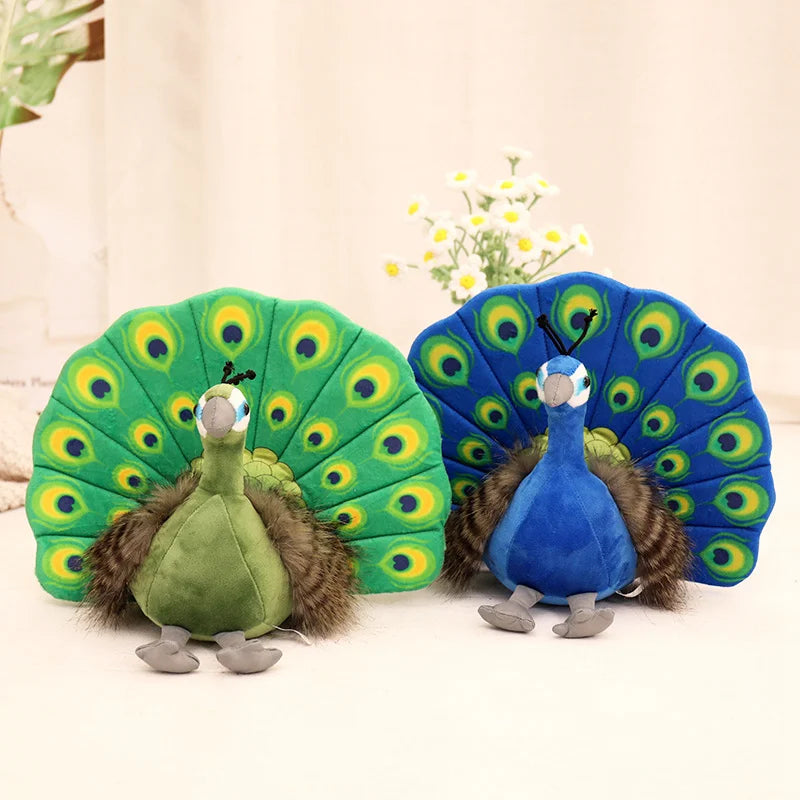 Cute Simulation Green Peacock Plush Toy Blue Peacock Doll Decorative Ornament Gift Bird Doll Zoo Souvenir Ornament Photo Props