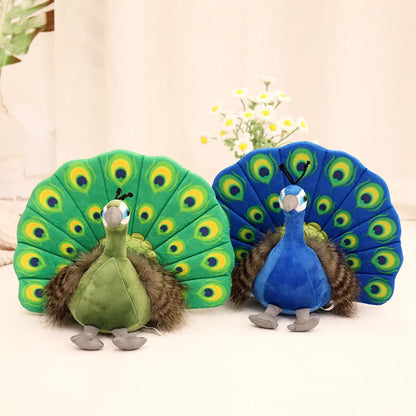 Cute Simulation Green Peacock Plush Toy Blue Peacock Doll Decorative Ornament Gift Bird Doll Zoo Souvenir Ornament Photo Props