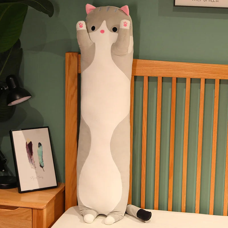 50/70/90/110/130cm Funny Cute Soft Long Cat Plush Toys Pause Office Nap Pillow Bed Sleep Home Decor Doll for Kids Girl Gift