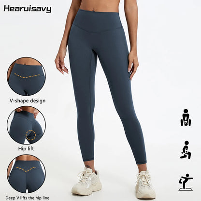 Hearuisavy Summer Super Soft Fabrics High Waist Leggings Gym Yoga Pants Running Workout Tights Push Up Sports Leggings Women