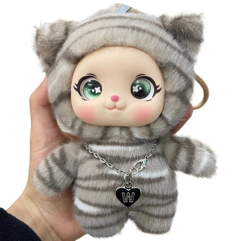 New Cute Kitty Vinyl Face Plush Pendant Kawaii Cat Plushie Keychain Backpack Charm Home Decor for Adults Stuffed Pendant