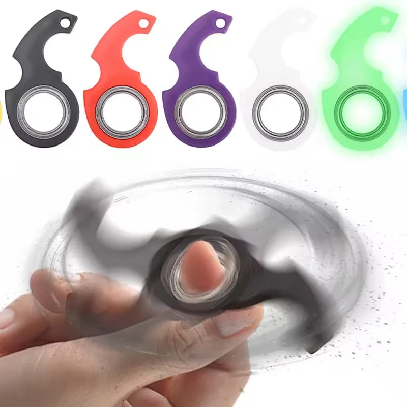 Rotate Fidget Spinner Keychain Metal Idget Toy Kid Stress Relief Spinner Keyring Fidget Ring Relieve Anxiety Boredom Party Gift