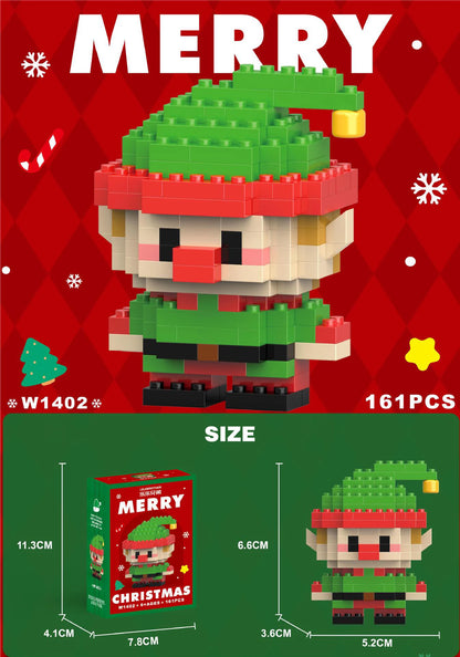 Christmas Gifts Micro Building Block Series Santa Claus Reindeer Puzzle Assembling Bricks Table Decoration Toys Children Kids
