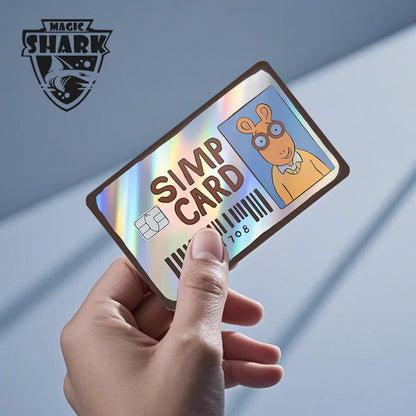 Maigc Shark Gold Dollar Money Cartoon Meme Reflective Sticker Film Cover for Debit Bank Credit Card Small Large Chip