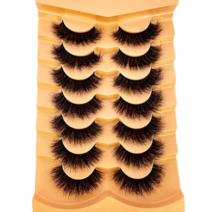 New 7 pairs of thick, 3D simulation mink fur fake eyelashesshort, dramatic fake eyelashes  wholesale full line fake eyelash make
