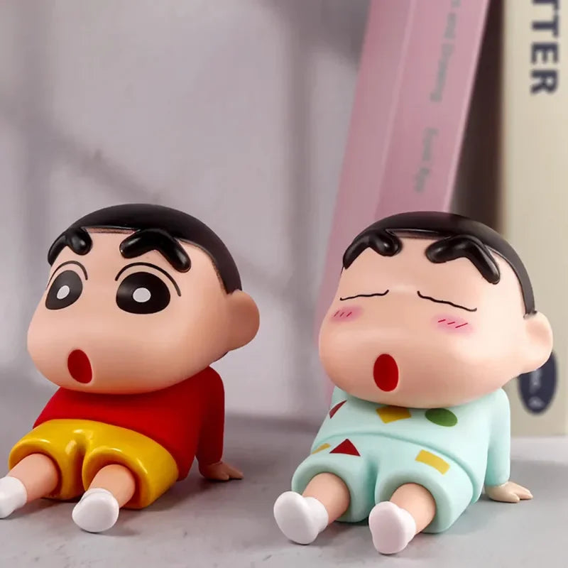Crayon Shin-Chan Anime Figure Phone Holder Kawaii Desktop Ornaments Phone Support Mini GK Collection Decoration Toys Girls Gifts
