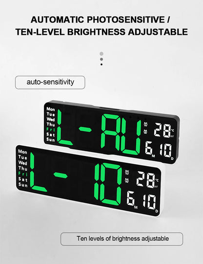 Large Digital Wall Clock Remote Control Temp Date Week Display Power Off Memory Table Clock Wall-mounted Dual Alarms LED Clocks