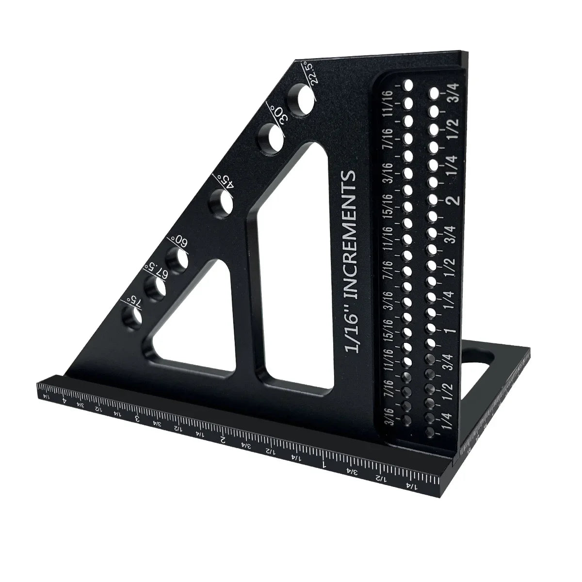 3D Multi-Angle Woodworking Square Protractor, Aluminum Alloy Miter Triangle Ruler T-Type Scriber - 22.5/30/45/60/67.5/90 Degree