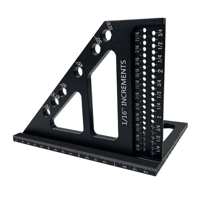 3D Multi-Angle Woodworking Square Protractor, Aluminum Alloy Miter Triangle Ruler T-Type Scriber - 22.5/30/45/60/67.5/90 Degree