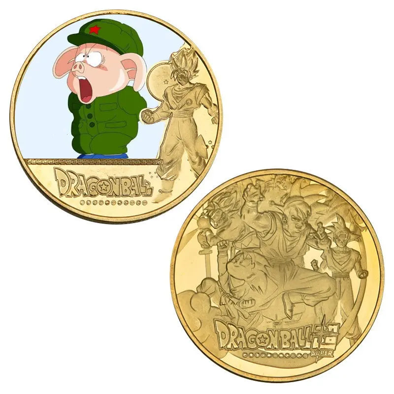 Dragon Ball Gold Plated Gold Coin Son Goku Vegeta Commemorative Coins Children Classic Anime Peripherals Collection Toy Souvenir
