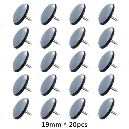 20Pcs 19/22/25/30/38mm Table Chair Foot Sliders Round Furniture Legs Pads With Nails Cabinet Sofa Glides Floor Protectors Slider