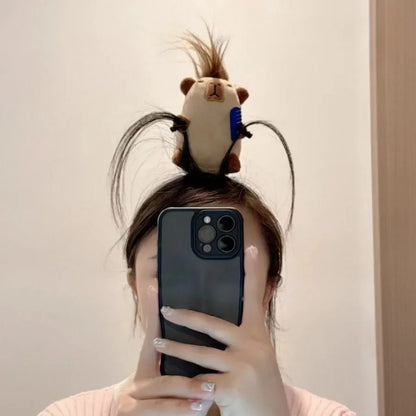 Ratatouille Mouse Head Hairband Capybara Funny Plush Hair Hoop Halloween Decor Capibara Women Hair Band Makeup Headdress Hairpin