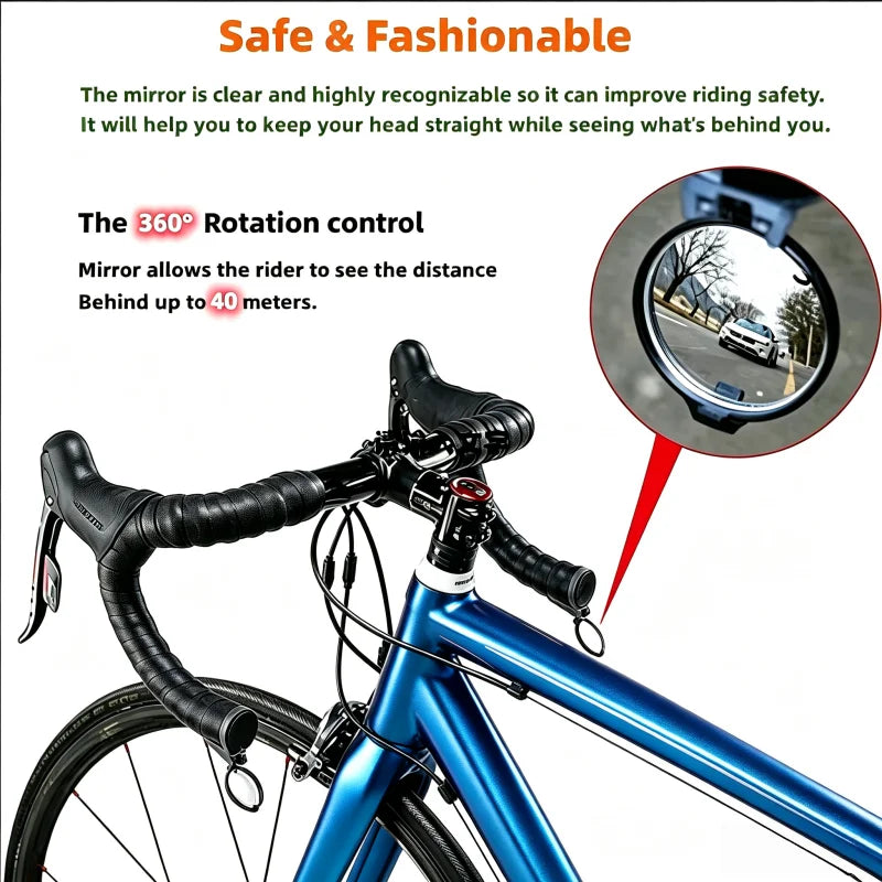 Bicycle Rear View Convex Mirror, 1PC Drop Bar Handlebar Mount Bike Back Sight Reflector, Lightweight Acrylic Lens Cycling Mirror