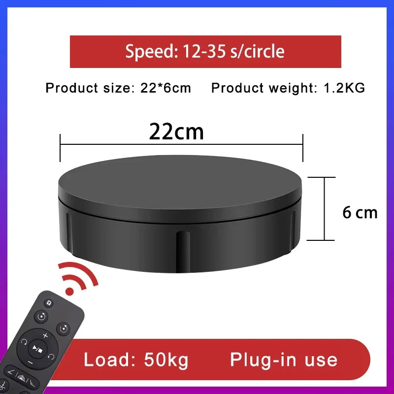 3 Speeds Electric Rotating Display Stand Mirror 360 Degree Turntable Jewelry Holder Battery/USB Power for Photography Shooting