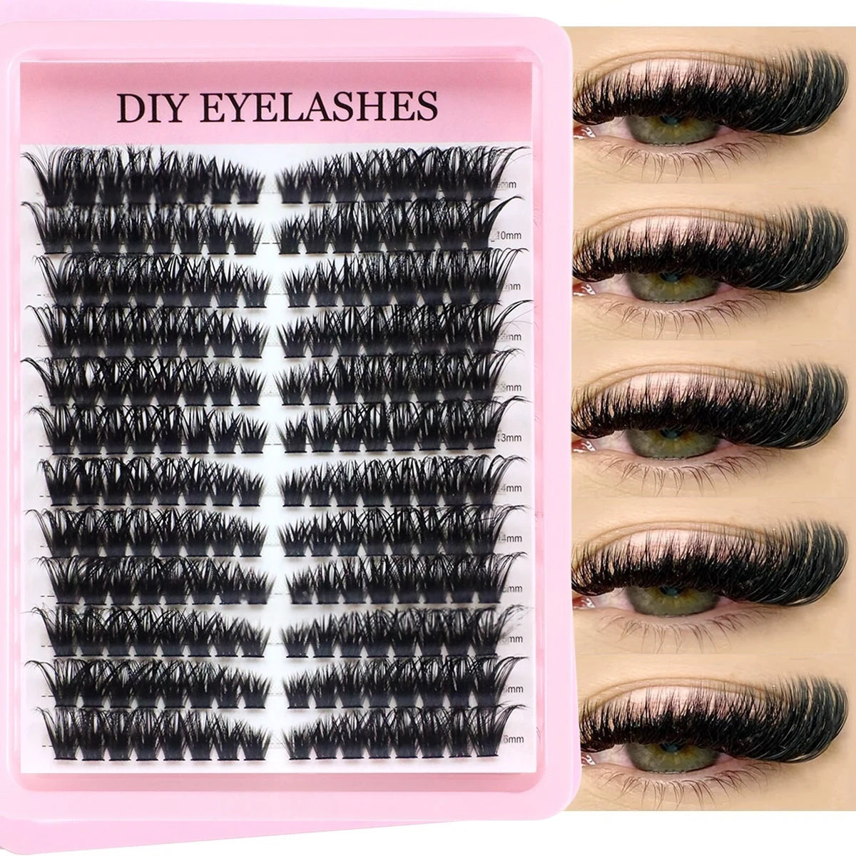 Cluster Lashes, 240pcs 40D 9-16mm Mixed Lengths, Ultra-Natural Look Thin Ultra-Soft Ultra-Light, Reusable  for Beginners