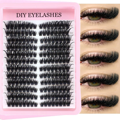 Cluster Lashes, 240pcs 40D 9-16mm Mixed Lengths, Ultra-Natural Look Thin Ultra-Soft Ultra-Light, Reusable  for Beginners