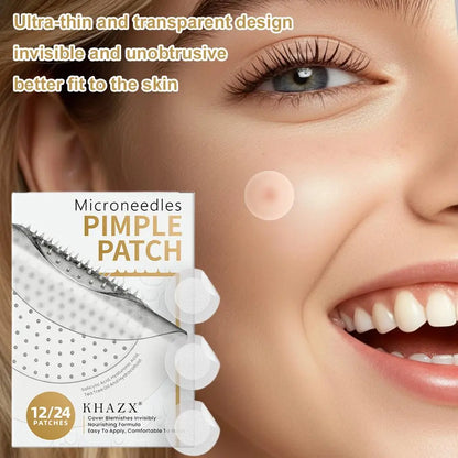 12/24PCS Micro Needle Pimple Patch Hydrocolloid Micropoint Pimple Patch For Acne Pimples Overnight, Invisible Acne Cover Patches