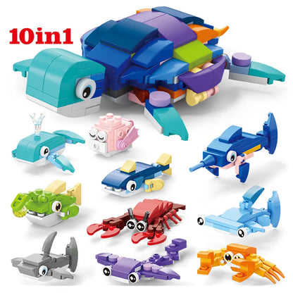 Insect World Animals Scorpion Mantis Ants Spider Birds Marine Animal Building Blocks Toys Desktop Ornaments Bricks Kids Gift