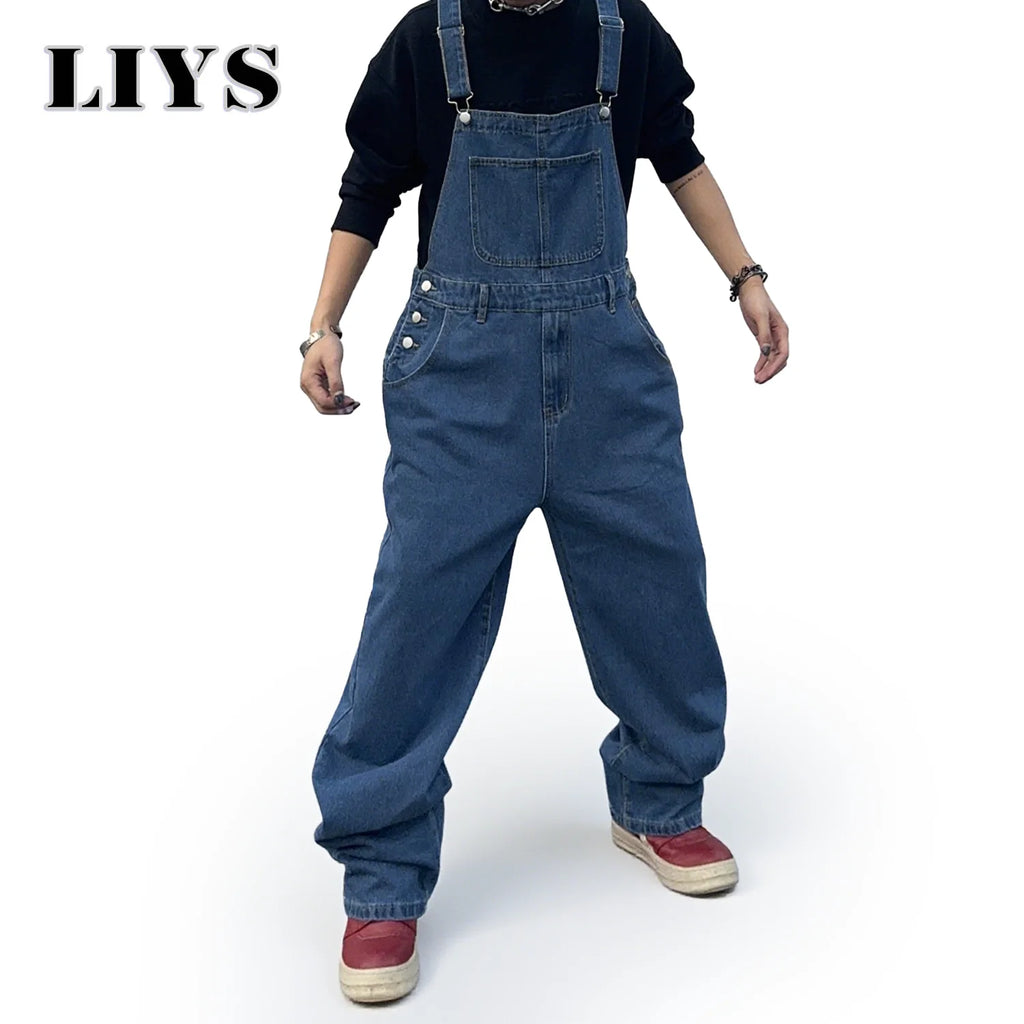 Men's Washed Relaxed Denim Overalls