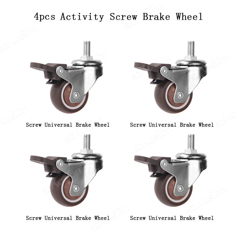 4pcs Furniture Casters Wheels Soft Rubber Swivel Caster Quite Roller Wheels for Trolley Baby Crib Bed Wheels Household Accessory