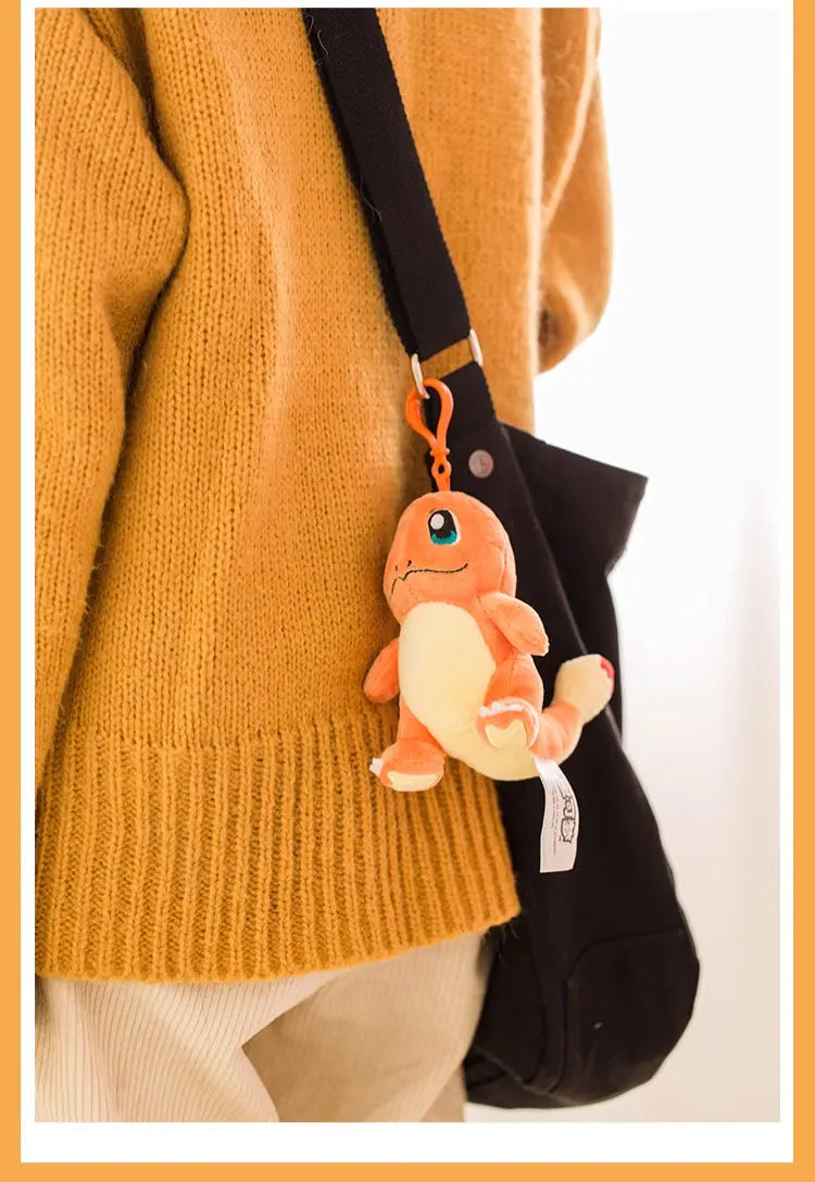 Anime Pokemon Pikachu Mew Psyduck Squirtle Bulbasaur Kawaii Stuffed Plush Toys School Bag Backpack Pendant Doll Keychain Gift