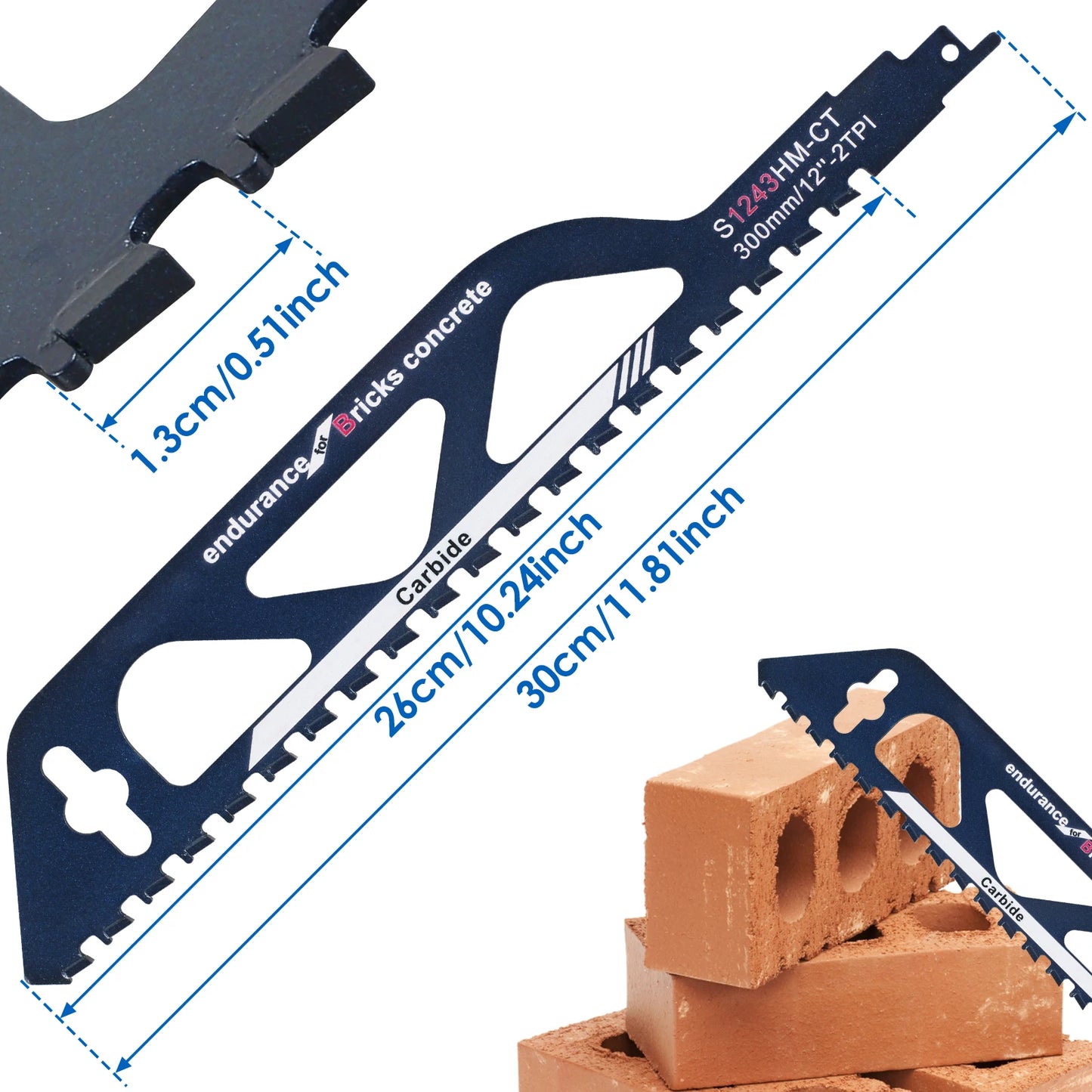 Demolition Masonry Reciprocating Saw Blade Hard Alloy Blade for Cutting Brick, Wood, Metal, PVC Tube, Porous Concrete, Hand Tool