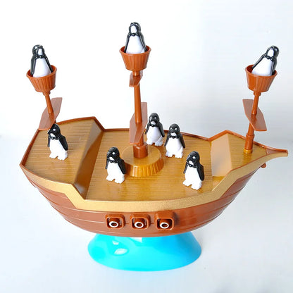 Pirate Boat Puzzle Desktop Game Toy Board Game Balance Penguin Pirate Ship for Parent-child Interaction Birthday Gift