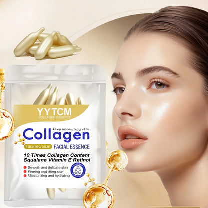 Collagen Firming Capsule Essence, Moisturizing and Smoothing the Skin, Contains Plant-Based Squalane, Retinol, and Vitamin E Deep Hydration Essence (0.4Gx30 Capsules)/Bag-1 Bag