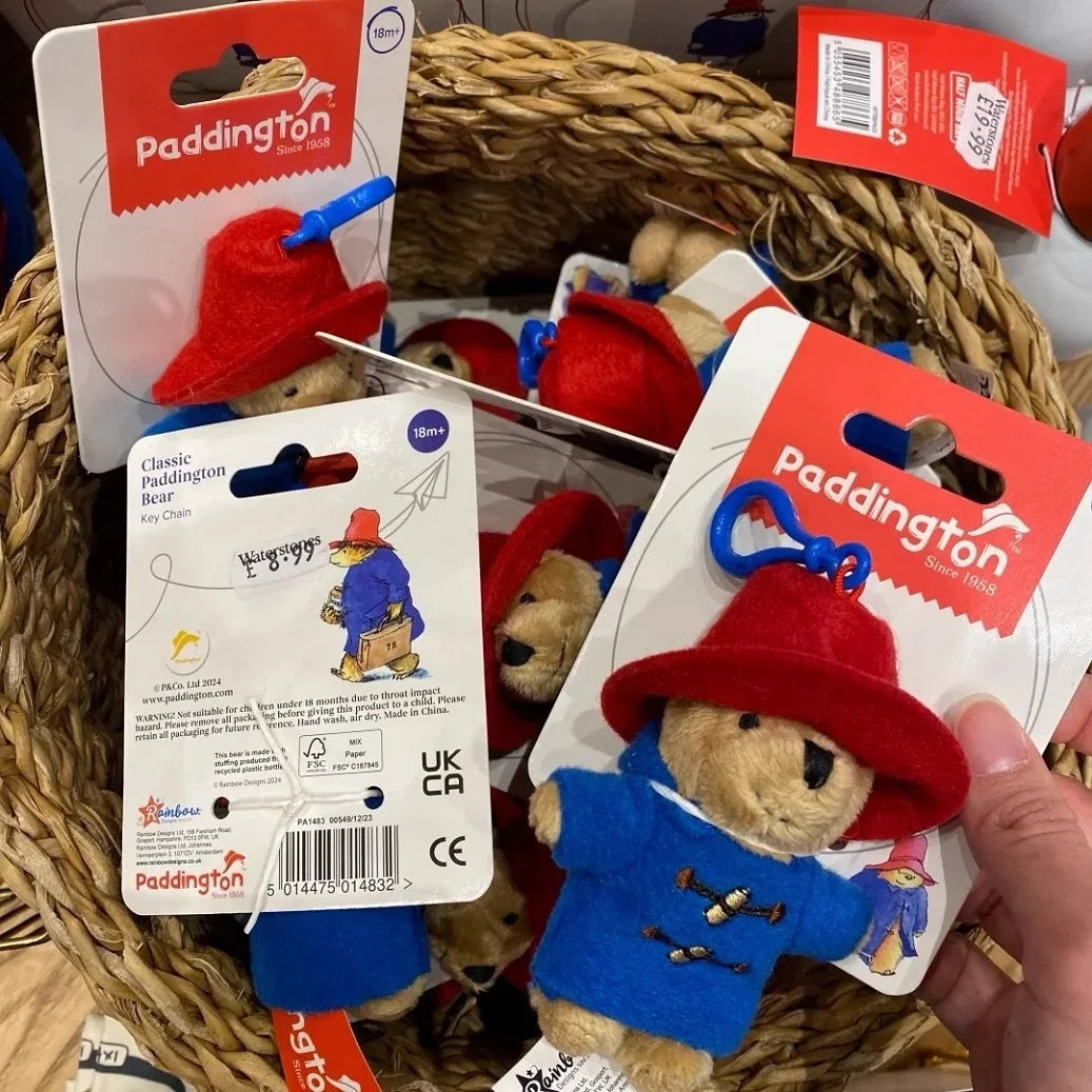 Cartoon Pattine Bear action figure Dish Tie Bear plush doll pendant Children's holiday gift bag decoration cute key chain 10cm