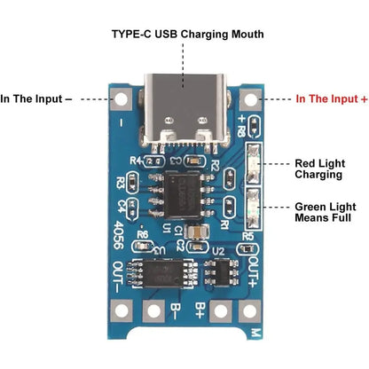 10pcs 5V 1A 18650 Lithium Battery Charging Board TP4056 Lithium Charging Mini/Micro USB Type C Charge Module With Protect